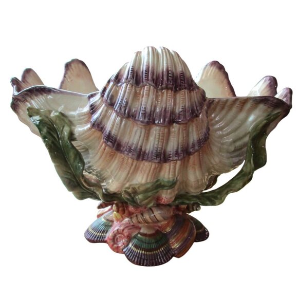 Vintage Fitz & Floyd Oceana Shell Centerpiece Bowl Y2K Retired GUC Small Chips - Picture 3 of 16